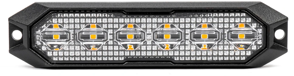 Plokščia LED įspėjamoji lemputė 6x3W 12/24V R65 R10 AMIO-03930