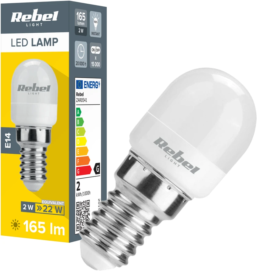 Led lempa šaldytuvui Rebel 2W E14, 6500K.230V