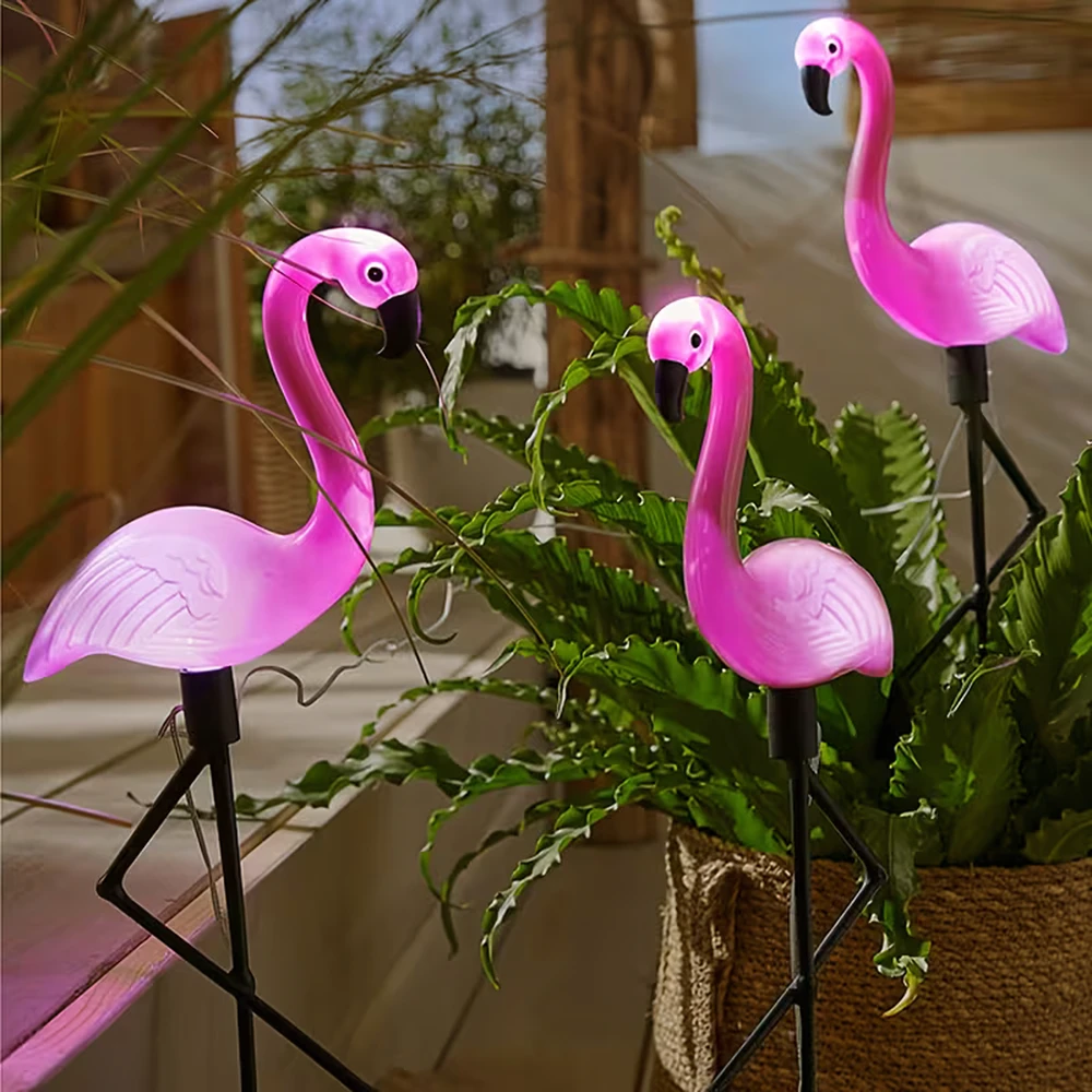Lampa Saulės energija maitinamas sodo šviestuvas, dekoratyvinis flamingas, LED dekoracija, 53 cm