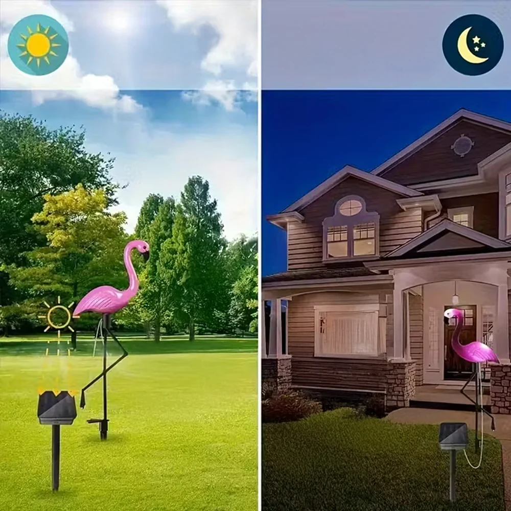 Lampa Saulės energija maitinamas sodo šviestuvas, dekoratyvinis flamingas, LED dekoracija, 53 cm