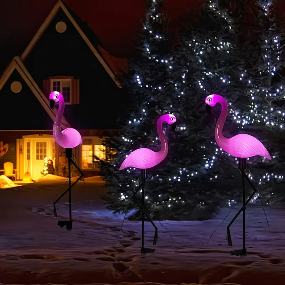 Lampa Saulės energija maitinamas sodo šviestuvas, dekoratyvinis flamingas, LED dekoracija, 53 cm
