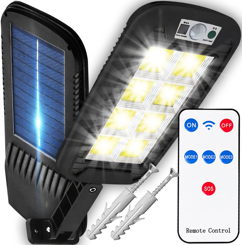 Lampa Saulės energija varomas LED šviestuvas, sodo gatvės šviestuvas, nuotolinio valdymo pultas, prieblandos judesio jutiklis - e846