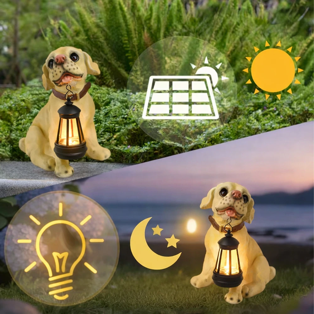 Lampa Saulės sodo lempa, dekoratyvinis šuns ornamentas, LED žibintas