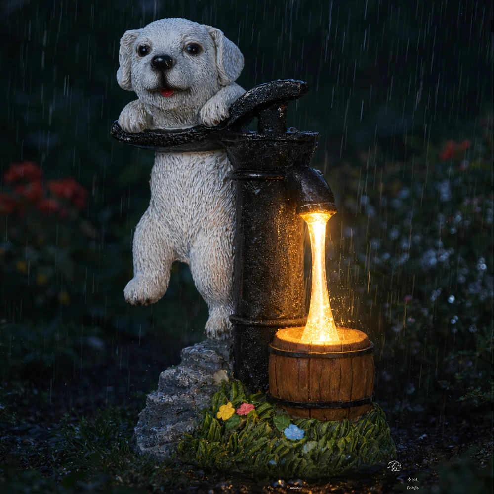 Lampa Saulės sodo lempos dekoratyvinis ornamentas šuniui šuniukui LED dekoracija