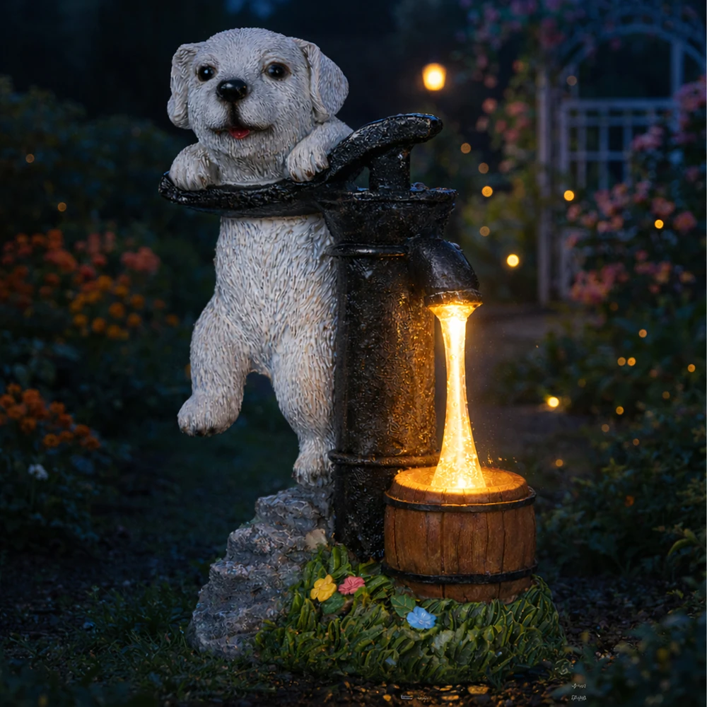 Lampa Saulės sodo lempos dekoratyvinis ornamentas šuniui šuniukui LED dekoracija