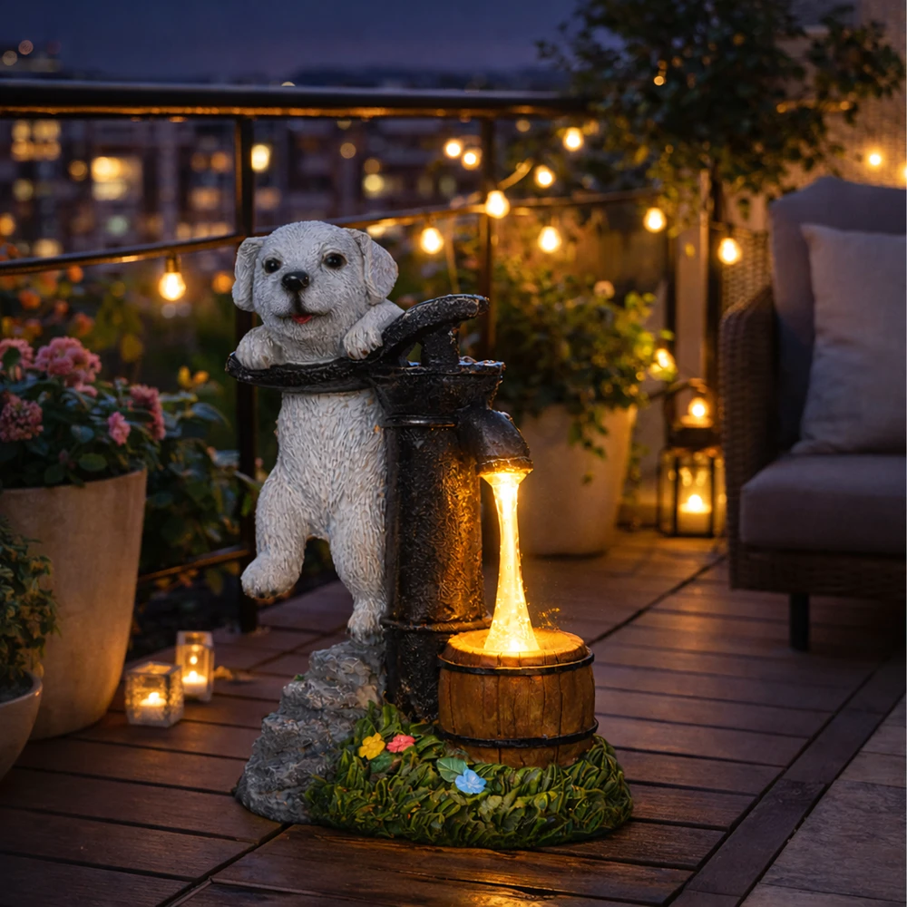 Lampa Saulės sodo lempos dekoratyvinis ornamentas šuniui šuniukui LED dekoracija