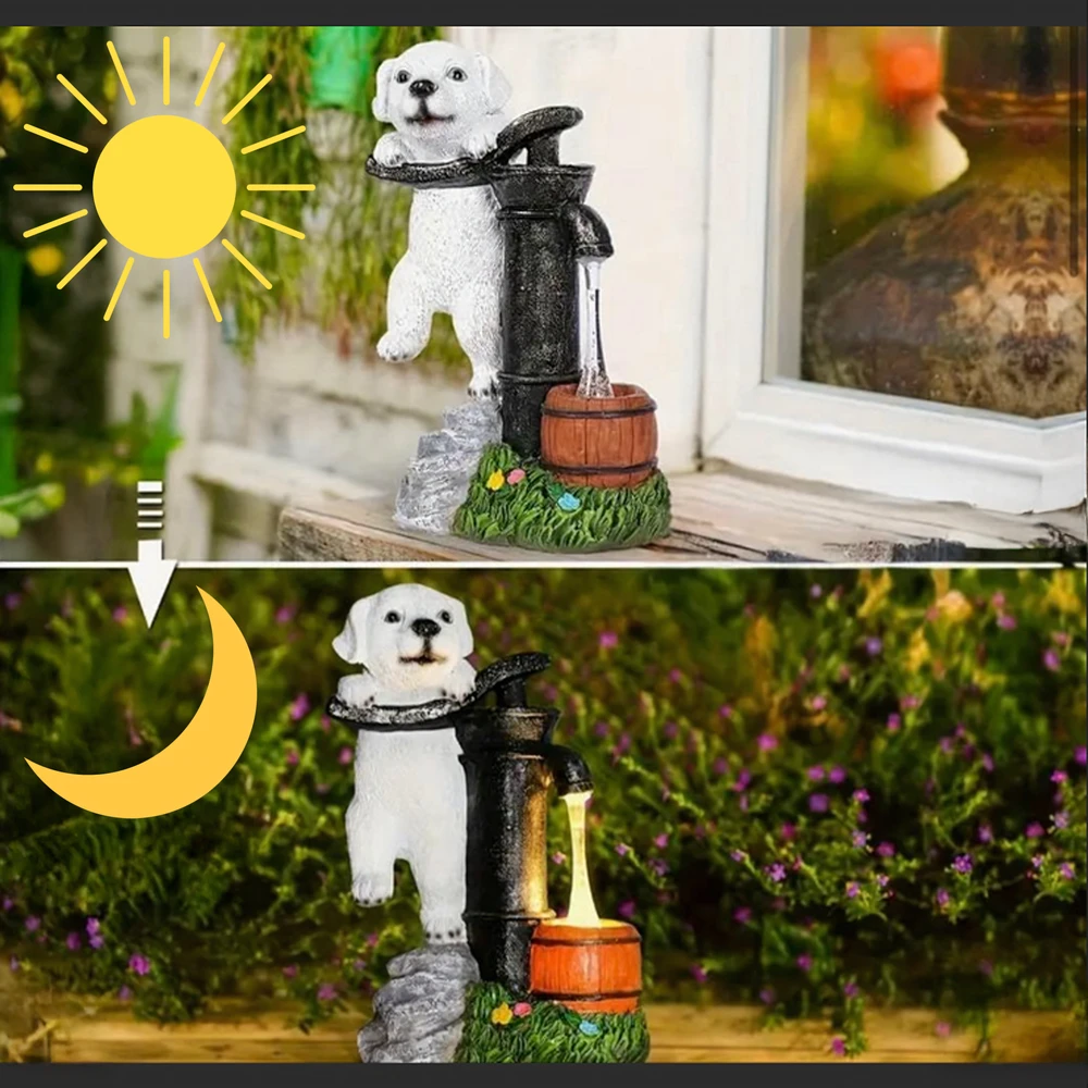 Lampa Saulės sodo lempos dekoratyvinis ornamentas šuniui šuniukui LED dekoracija