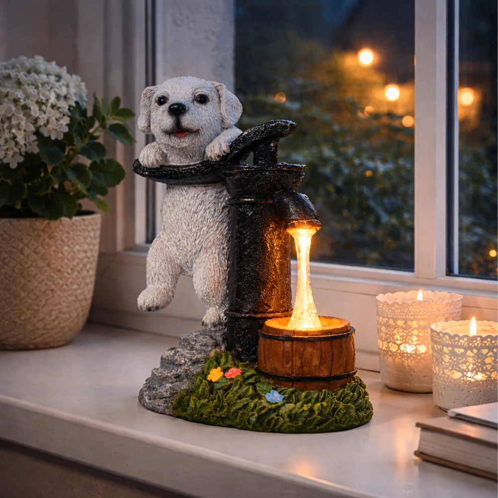 Lampa Saulės sodo lempos dekoratyvinis ornamentas šuniui šuniukui LED dekoracija