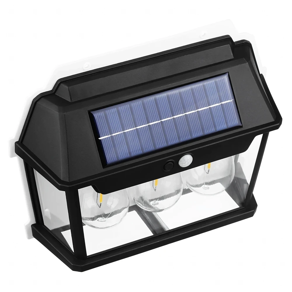 Lampa Triguba saulės energija varoma LED sodo sieninė lempa su judesio jutikliu
