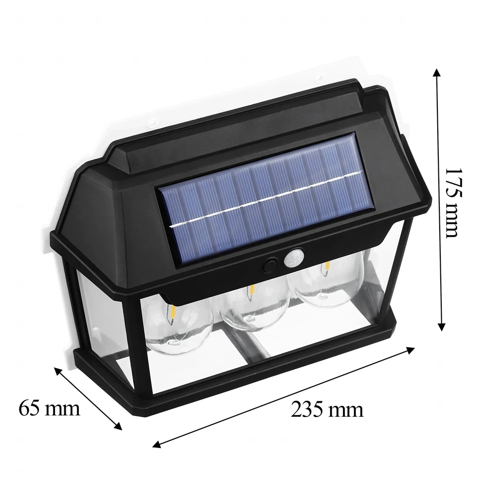 Lampa Triguba saulės energija varoma LED sodo sieninė lempa su judesio jutikliu