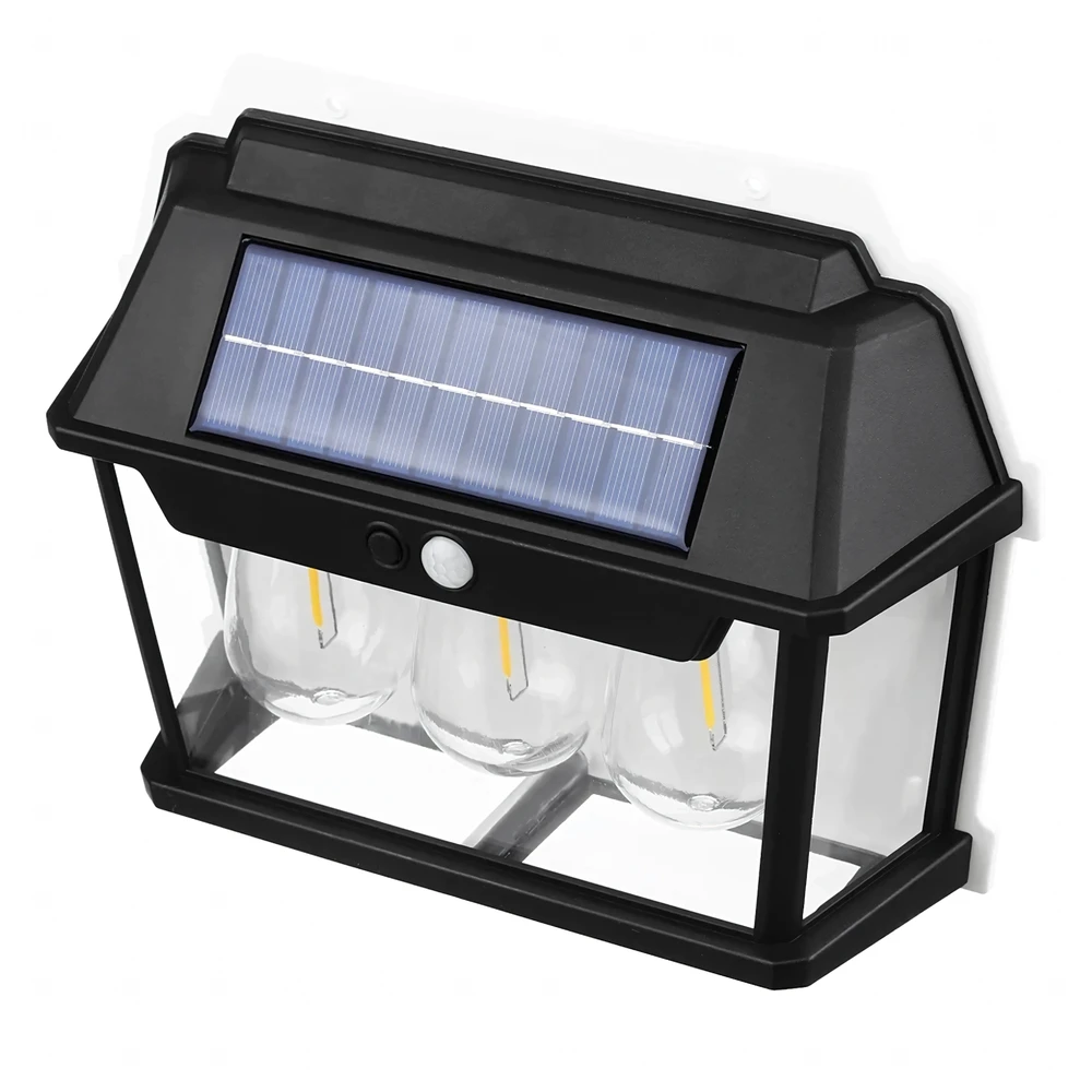Lampa Triguba saulės energija varoma LED sodo sieninė lempa su judesio jutikliu