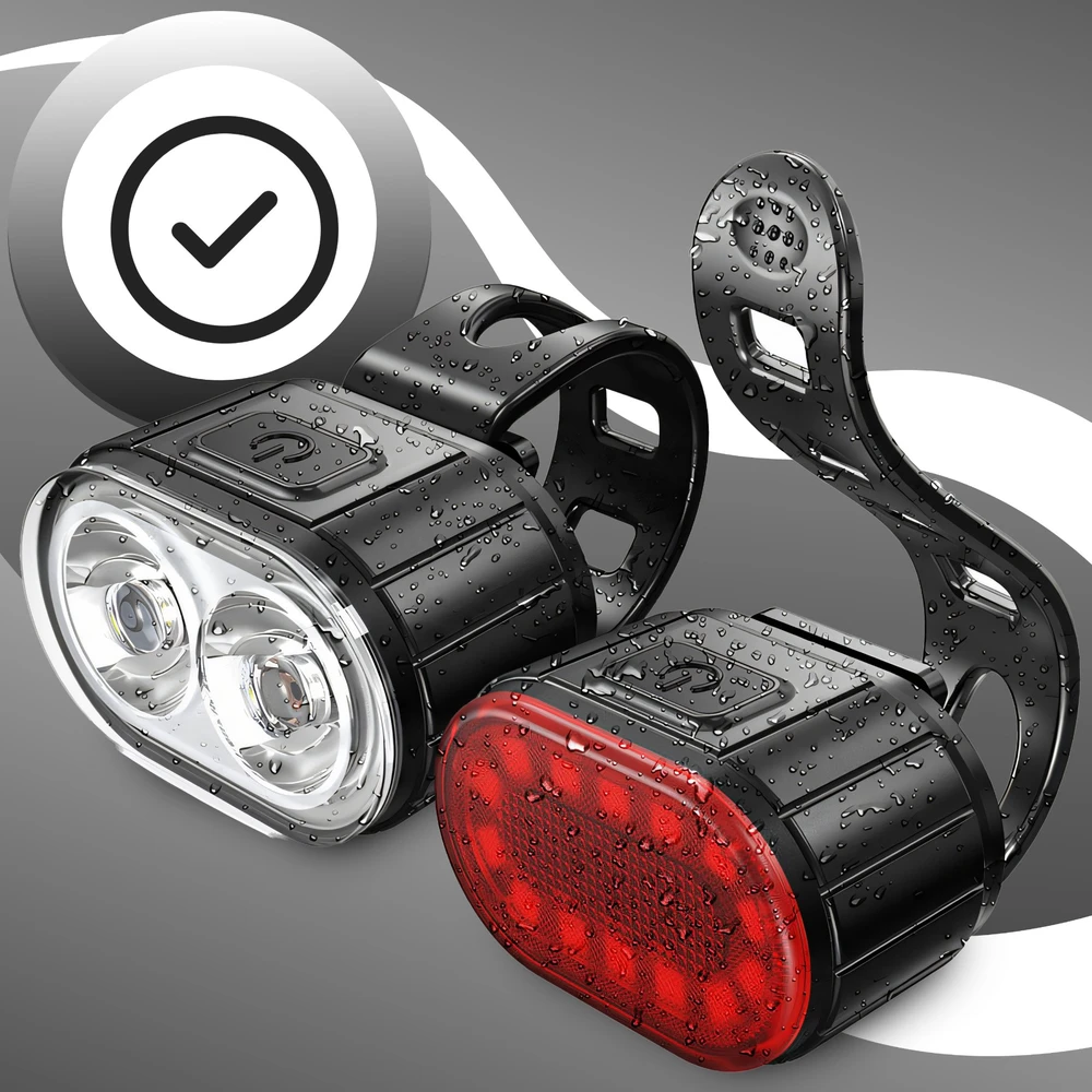 Retoo Lampka Dviračio žibintas priekyje ir gale LED, galinga baterija priekinio dviračio komplektui - ER1030