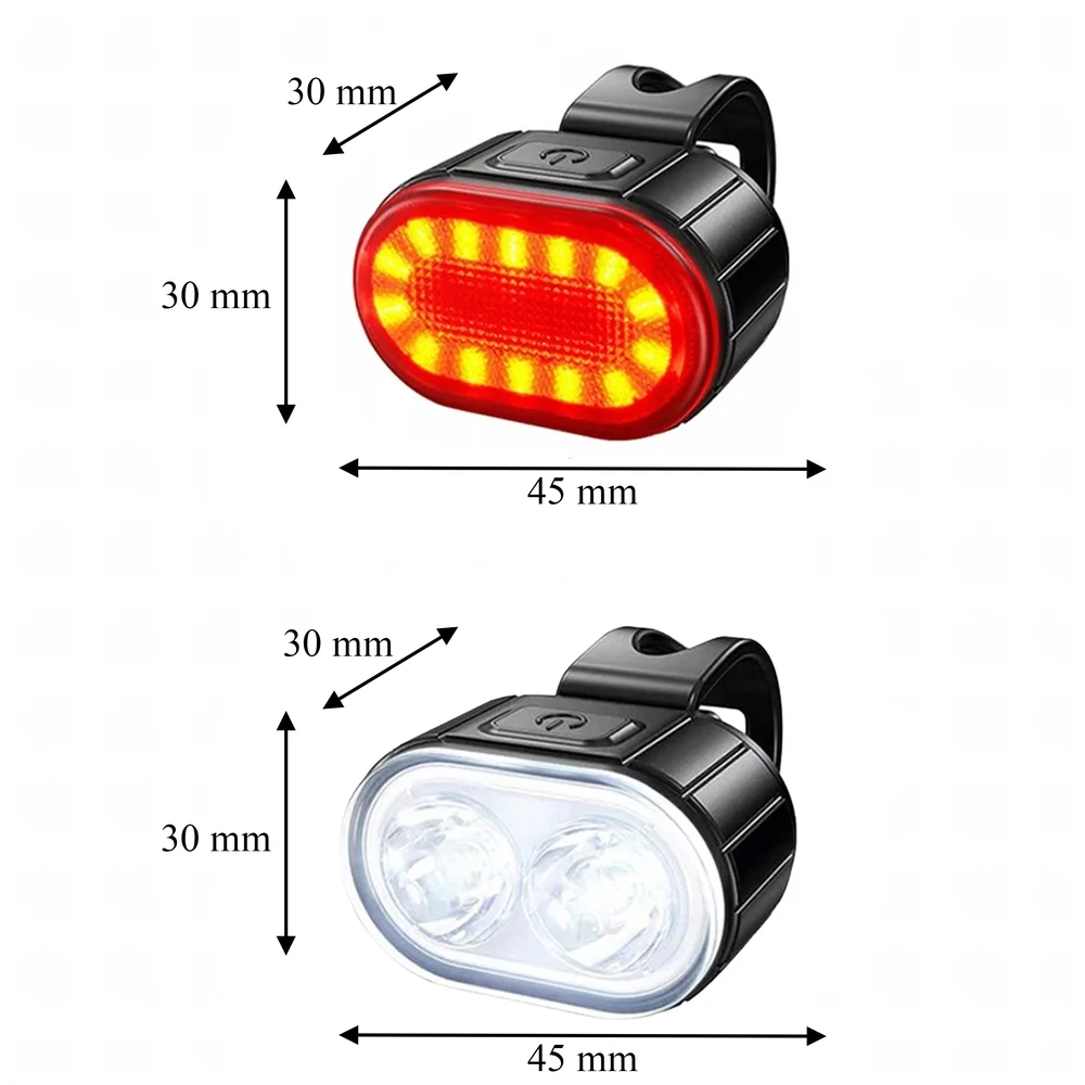 Lampka Dviračio žibinto priekinis galinis LED žibintas dviračio vairui, stiprus USB, 2 vnt.
