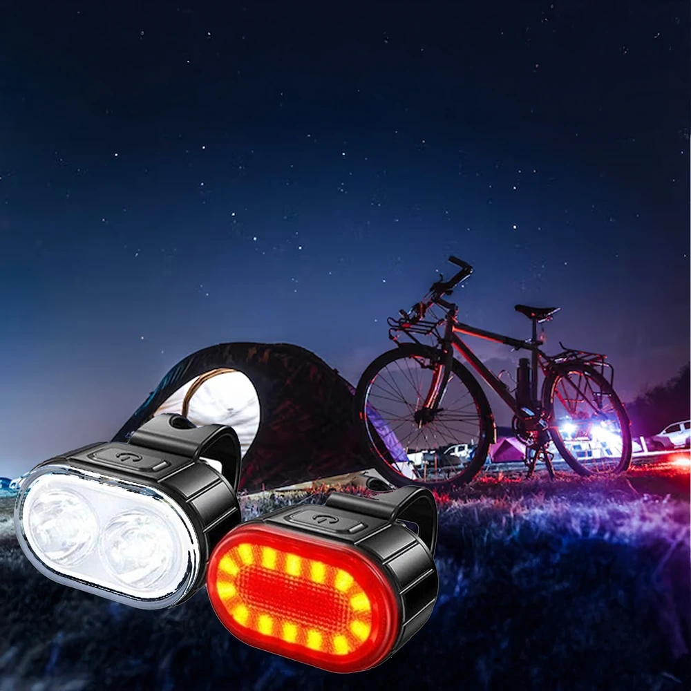 Lampka Dviračio žibinto priekinis galinis LED žibintas dviračio vairui, stiprus USB, 2 vnt.