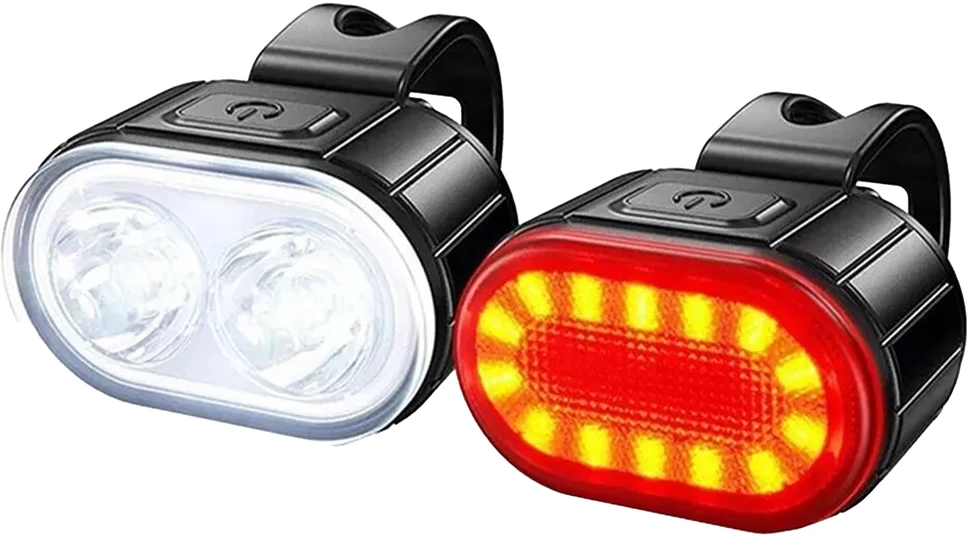 Lampka Dviračio žibinto priekinis galinis LED žibintas dviračio vairui, stiprus USB, 2 vnt.