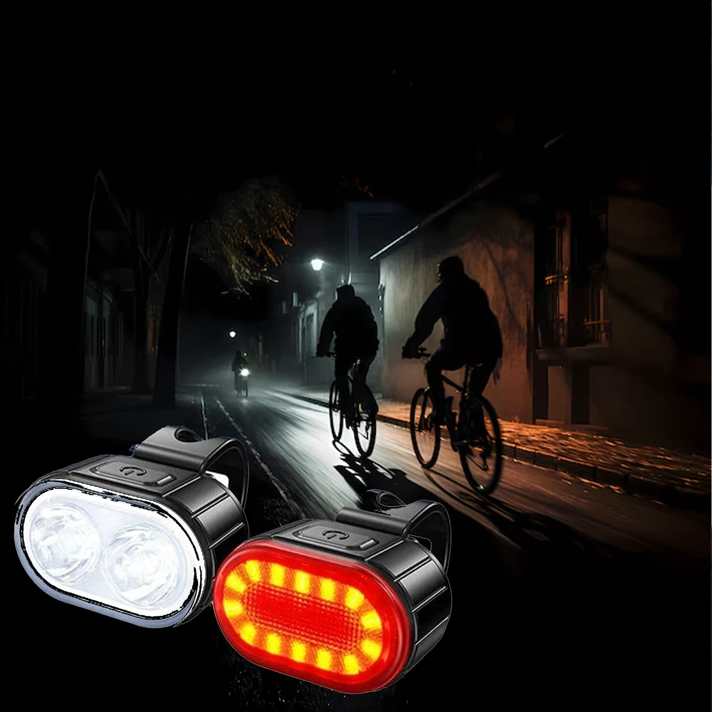 Lampka Dviračio žibinto priekinis galinis LED žibintas dviračio vairui, stiprus USB, 2 vnt.