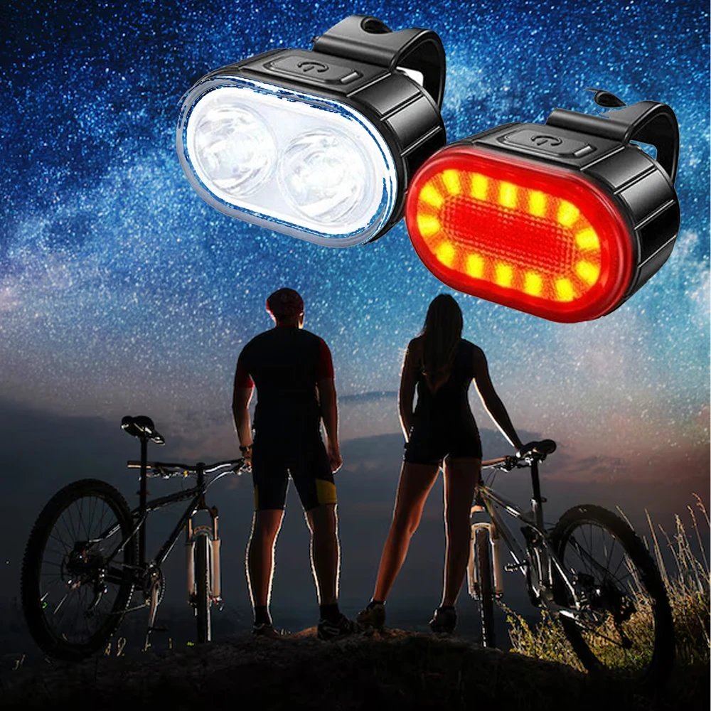 Lampka Dviračio žibinto priekinis galinis LED žibintas dviračio vairui, stiprus USB, 2 vnt.