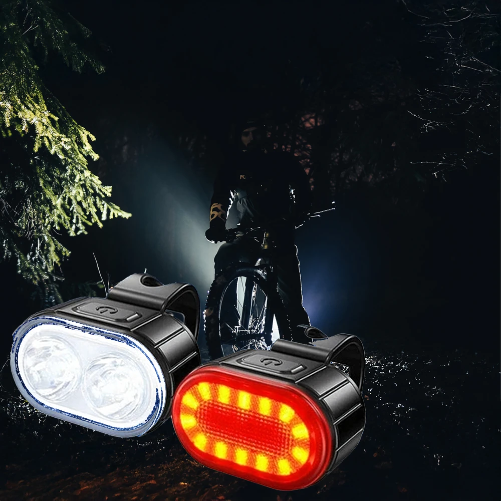 Lampka Dviračio žibinto priekinis galinis LED žibintas dviračio vairui, stiprus USB, 2 vnt.