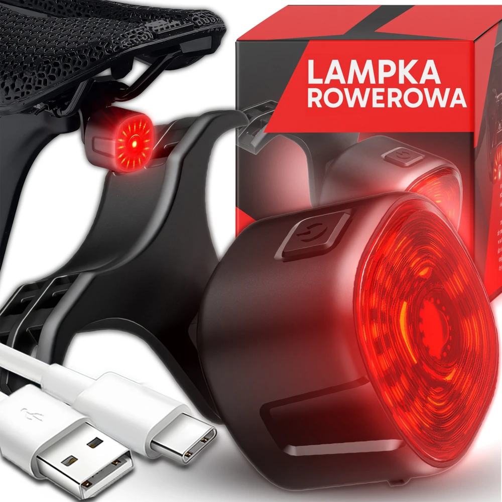 Lampka Galinis dviračio žibintas, raudonas, 250 mAh, USB-C, vandeniui atsparus, ER1031