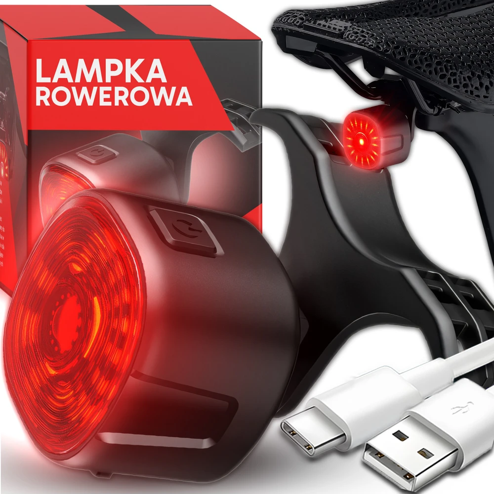 Lampka Galinis dviračio žibintas, raudonas, 250 mAh, USB-C, vandeniui atsparus, ER1031