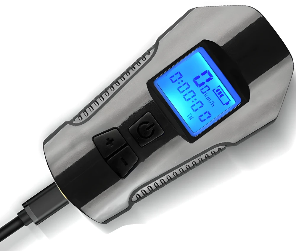 Lampka LED dviračio žibintas, odometras, km spidometras, USB -s092