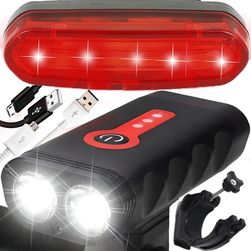 Lampka LED dviračio žibintas, priekinis, 1800 liumenų, stiprus + galinis -s103