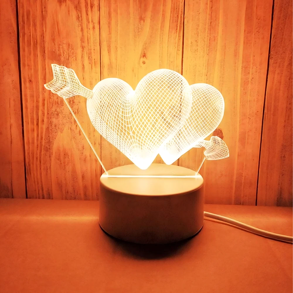 Lampka Meilės širdelių 3D iliuzijos naktinė lemputė vaikų miegamajam dovanų USB