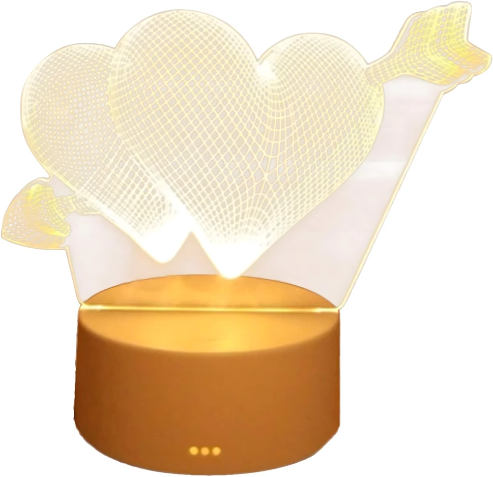 Lampka Meilės širdelių 3D iliuzijos naktinė lemputė vaikų miegamajam dovanų USB