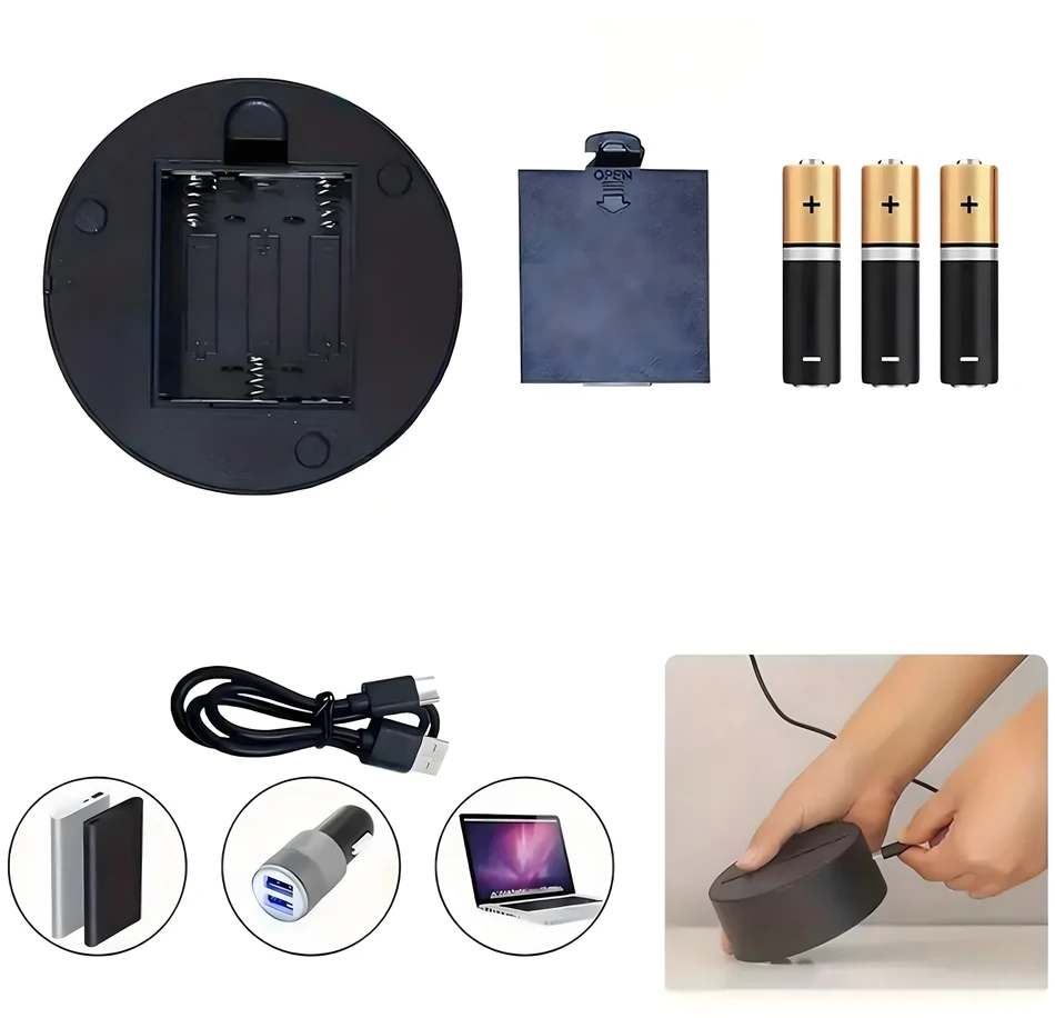 Lampka Naktinė lempa, dovanų meškiukas, 3D iliuzija, vaikų miegamojo stalas, USB
