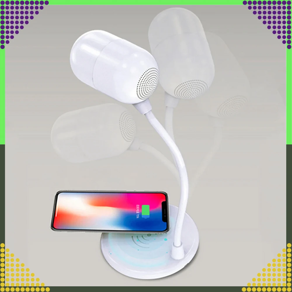 Lampka Naktinio stalo lempos indukcinis įkroviklis „Bluetooth“ garsiakalbis Mokymosi mokykloje