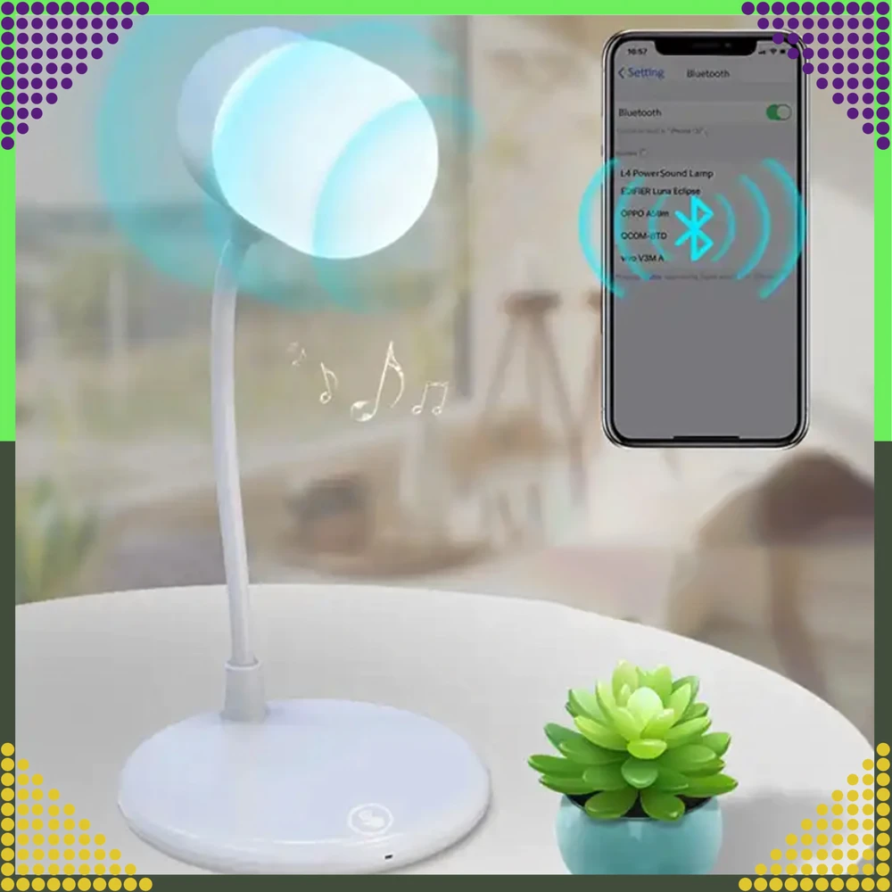 Lampka Naktinio stalo lempos indukcinis įkroviklis „Bluetooth“ garsiakalbis Mokymosi mokykloje