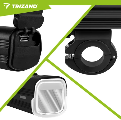 1000 lm LED dviračio žibintas + „Trizand“ galinis žibintas