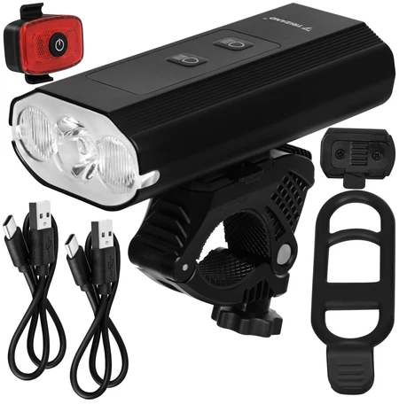 1300 lm LED dviračio žibintas + „Trizand“ galinis žibintas