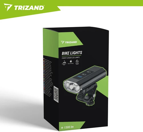 1300 lm LED dviračio žibintas + „Trizand“ galinis žibintas
