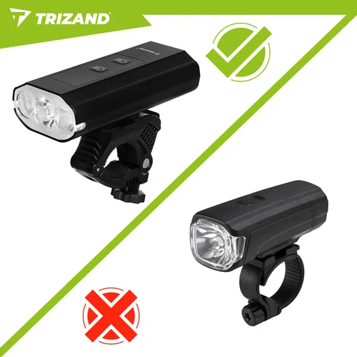 1300 lm LED dviračio žibintas + „Trizand“ galinis žibintas