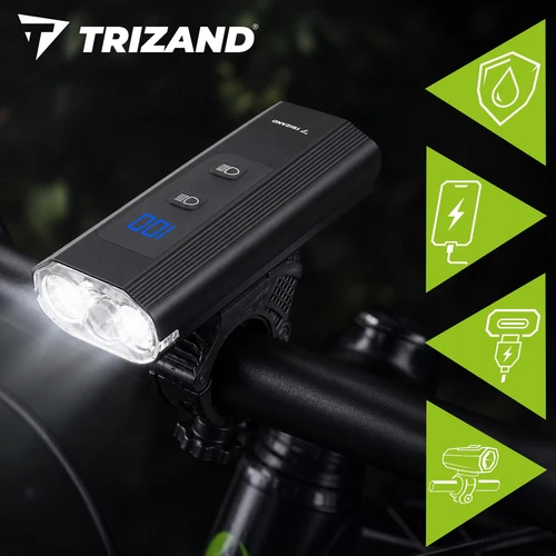 1300 lm LED dviračio žibintas + „Trizand“ galinis žibintas