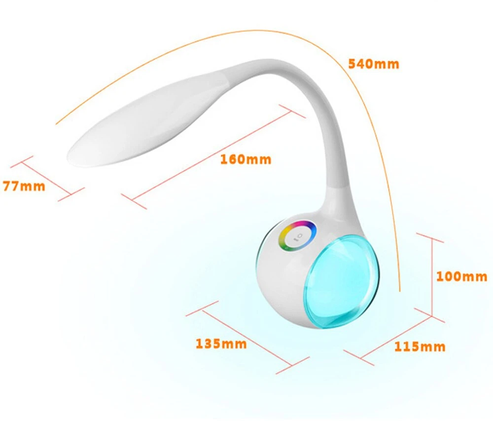 Lampka USB LED stalinė lempa vaikams, 256 RGB spalvos, stalinė lempa