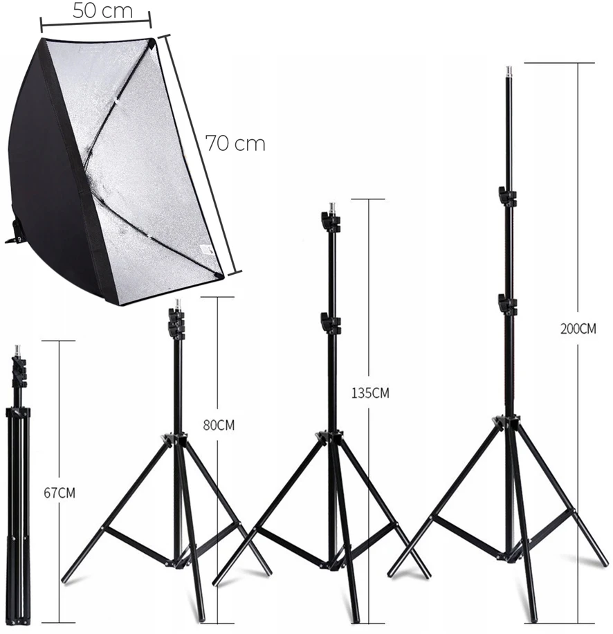 Lampy Fotografijos lempos, šviesdėžės trikojis, 50x70 cm, e230, kitos lemputės