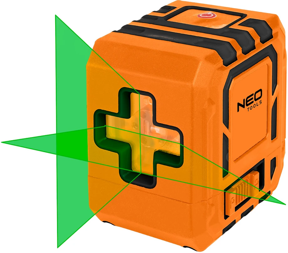 Neo Tools lazerinis 20 m kryžminis lazeris su dėklu ir magnetiniu laikikliu, raudonas