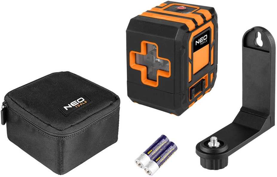Neo Tools lazerinis 20 m kryžminis lazeris su dėklu ir magnetiniu laikikliu, raudonas