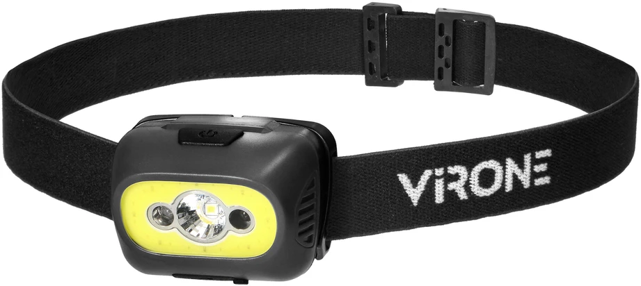 Orno Pakraunamas LED žibintas ant galvos VIRONE, 3W, 350lm, pakraunamas USB, juodos/geltonos sp