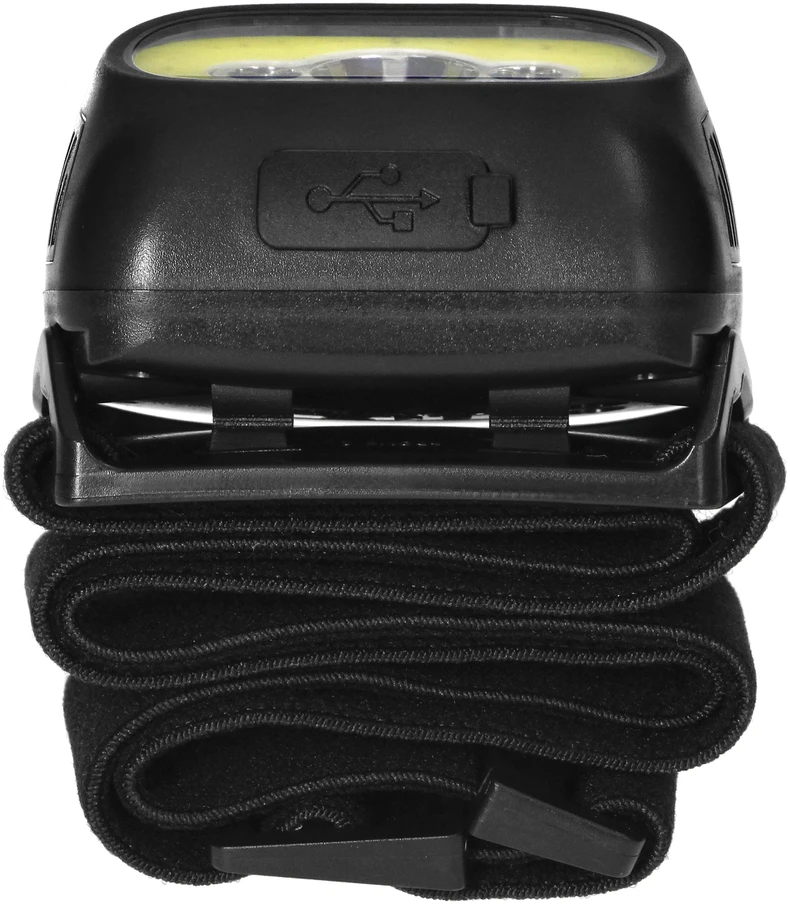 Orno Pakraunamas LED žibintas ant galvos VIRONE, 3W, 350lm, pakraunamas USB, juodos/geltonos sp