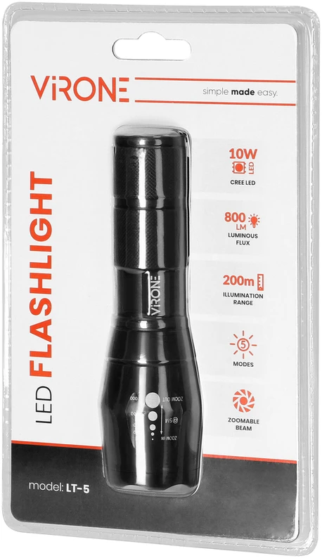Latarka, Žibintuvėlis, CREE 10W LED žibintuvėlis su priartinimu, 800lm, 3 x AAA, aliuminio konstrukcija