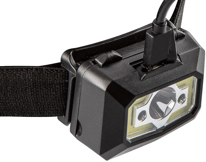 Latarka, Žibintuvėlis, Įkraunamas USB priekinis žibintas, 250 lm COB LED + judesio jutiklis