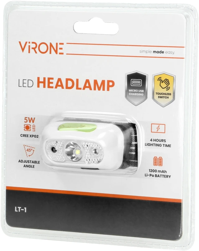 Orno Žibintuvėlis, LED priekinis žibintas 5 W, 230 lm, 1200 mAh ličio jonų, judanti galvutė