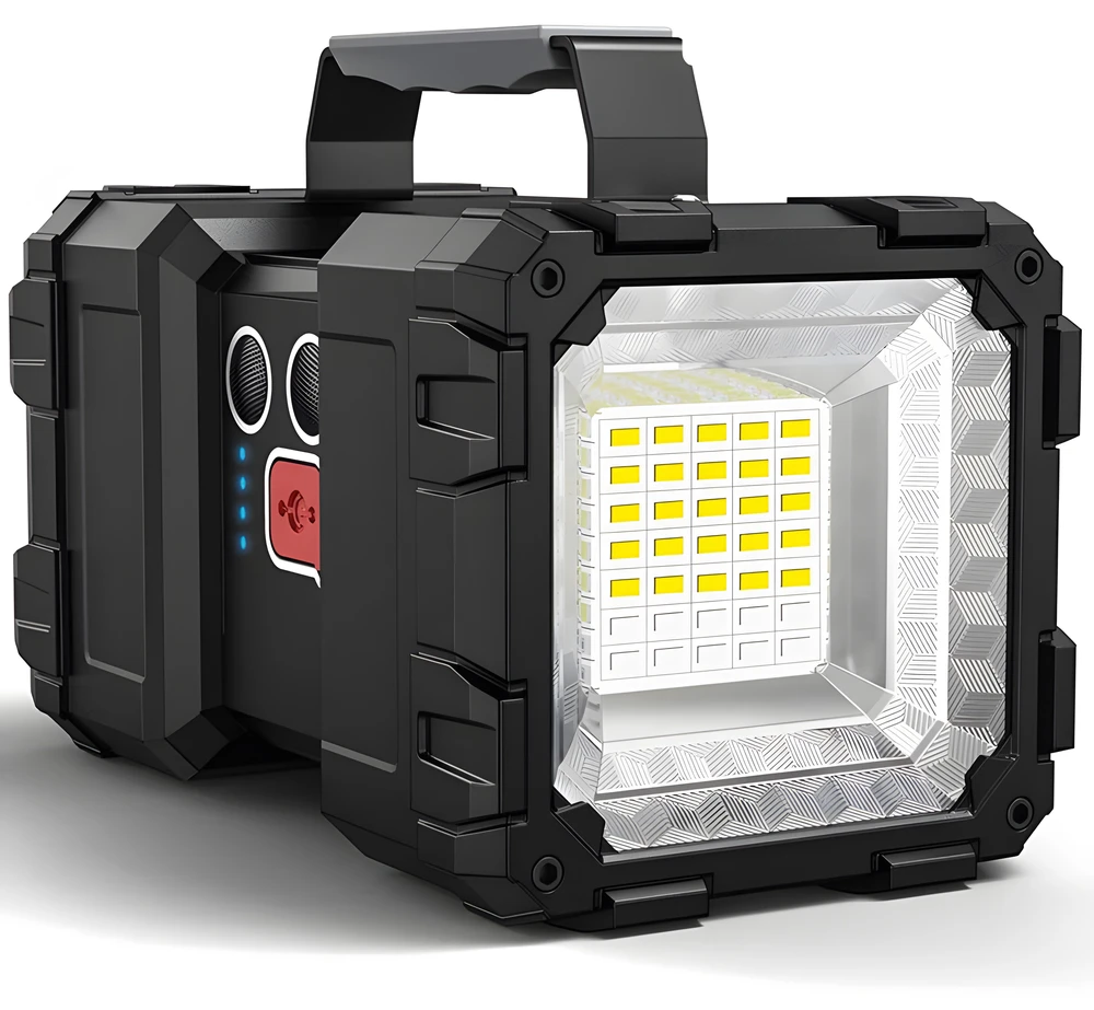 Hello Case Žibintuvėlis, LED taktinis žibintuvėlis, galingas įkraunamas, USB prožektorius, 1000 lm 40 W