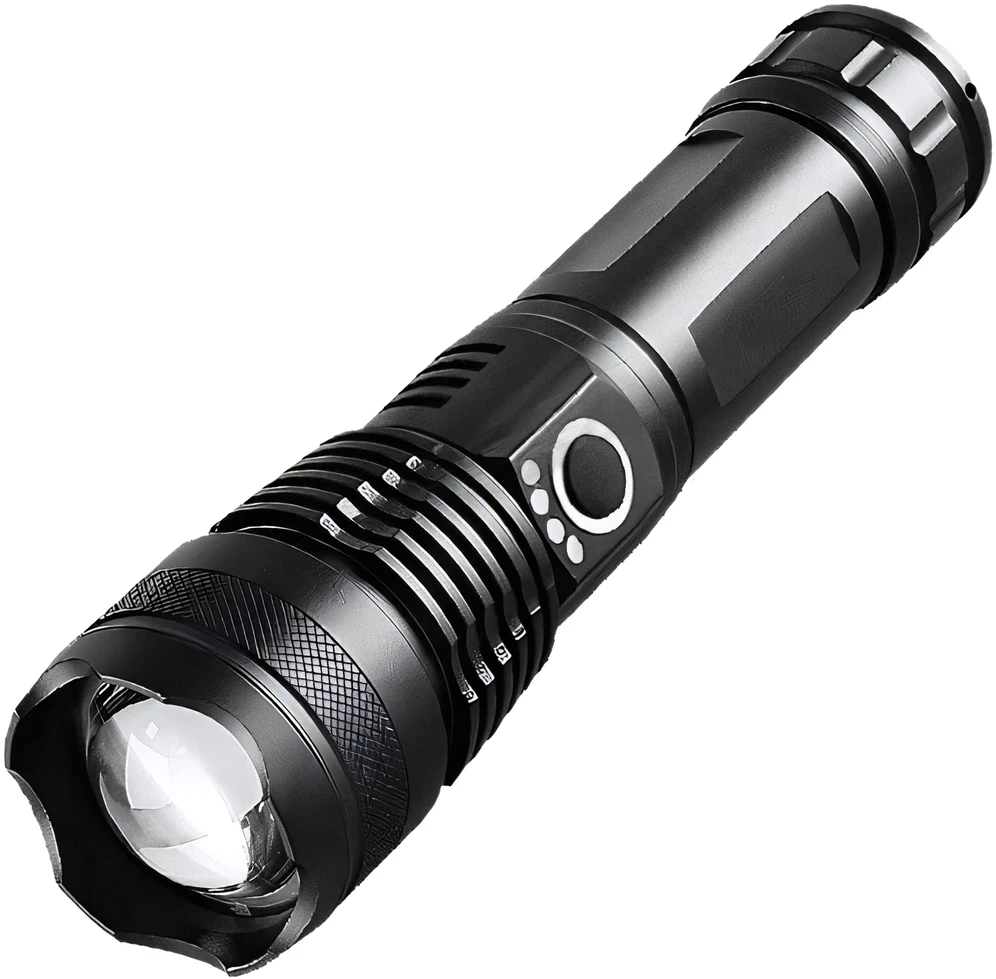 Latarka, Žibintuvėlis, Taktinis žibintuvėlis, galingas, LED, įkraunamas, išlikimo, karinis, USB, 5 režimai - er1264