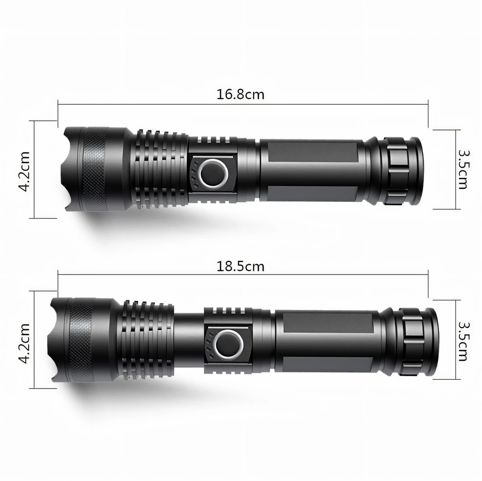 Latarka, Žibintuvėlis, Taktinis žibintuvėlis, galingas, LED, įkraunamas, išlikimo, karinis, USB, 5 režimai - er1264