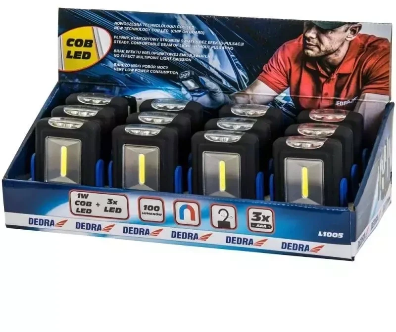 Dedra ibintuvelis 1W COB LED 3LED staiakampis su pagrindu su elementais