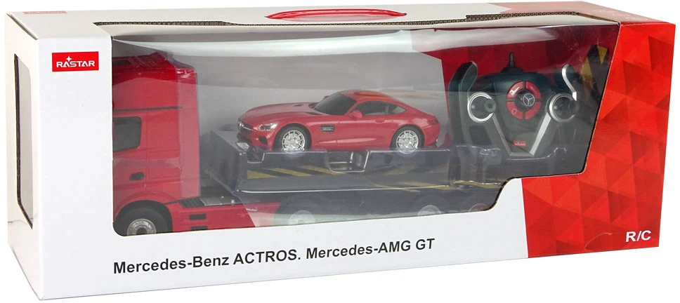Rastar Nuotoliniu būdu valdomas vilkikas Mercedes-Benz 1:26, raudonas